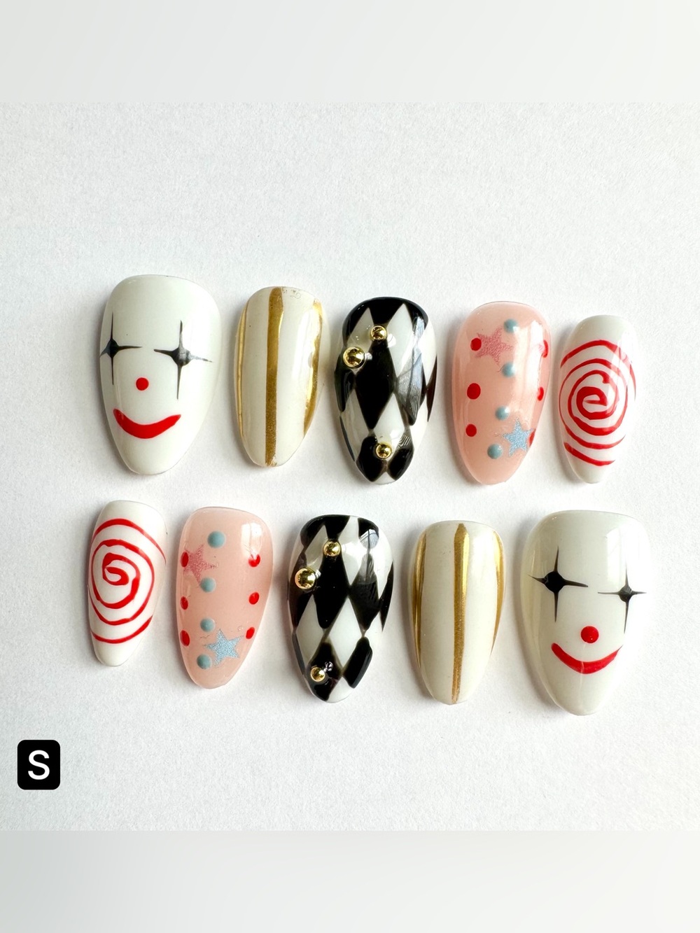 Multi-design Circus Clown Press-On Nails